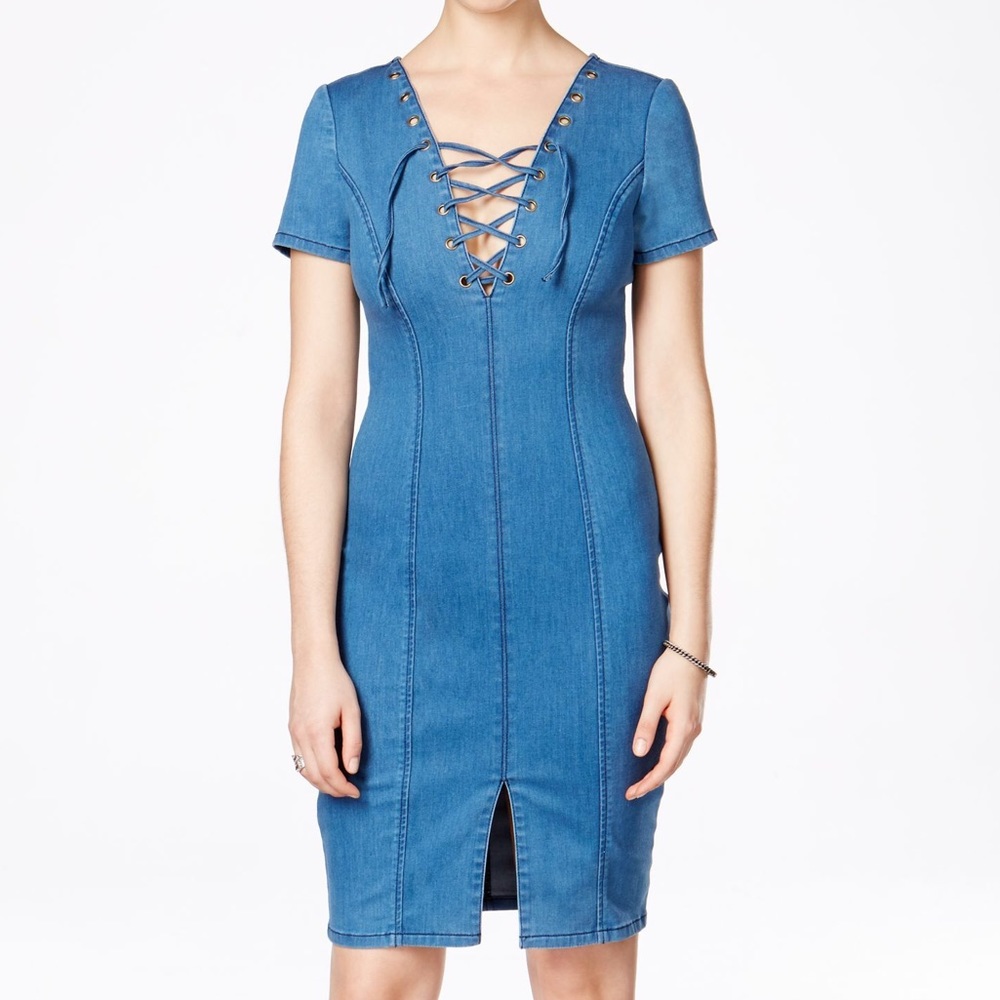 Guess | Denim Lace Up Dress